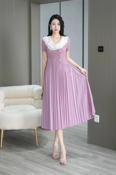 Purple Pleated or Fleesketch Dress