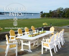 BEST-OUTDOOR-FURNITURE-POLY-DINING set yellow and white on patio at coast