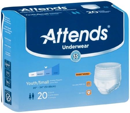 Youth Absorbent Underwear Attends Pull On Small Disposable Heavy Absorbency 80/cs