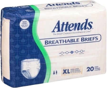 Attends Breathable Briefs HEAVY ABSORBENT(Diapers) X-Large 60ct.