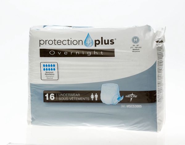 Medline Protection Plus Classic Protective Underwear, Moderate Absorbency