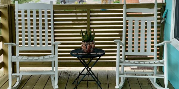 Great front porch with rocking chairs