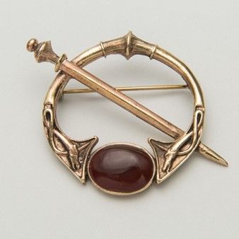 Celtic Bronze Carnelian Brooch
