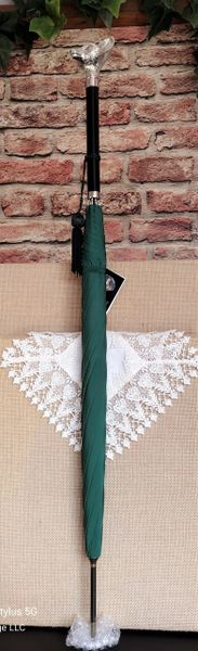 Fox Umbrellas - Ladies Nickel Fox Head - Emerald Green