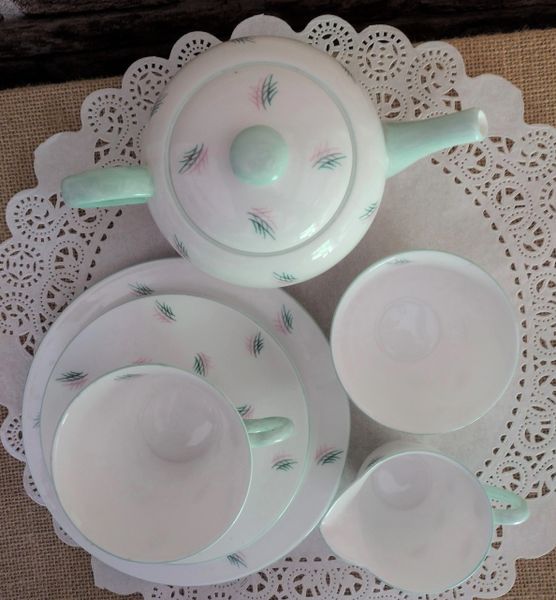 Vintage - Shelley Bone China - Teapot, Sugar & Creamer, Teacup & Saucer, plate Set - Harmony Pattern #2404