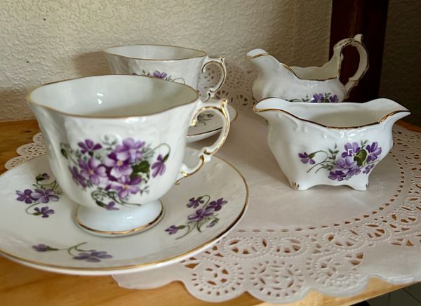 Heirloom Collection - Violets Fine Bone China Teaware set (Reduced price for tiny defect)