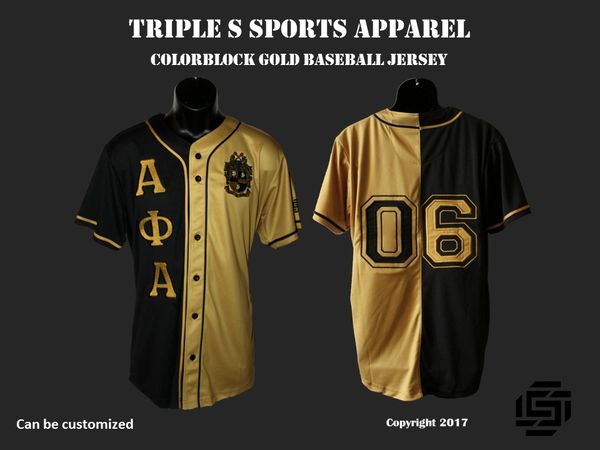 Alpha Phi Alpha Colorblock Embroidered Old Gold Baseball Jersey