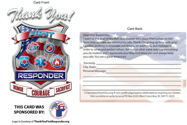 First Responder Appreciation Card Designs