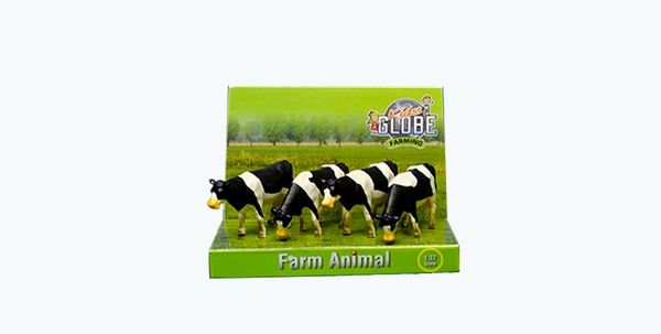 KIDS GLOBE 1:50 SCALE 4 PACK OF BLACK AND WHITE CATTLE 571967