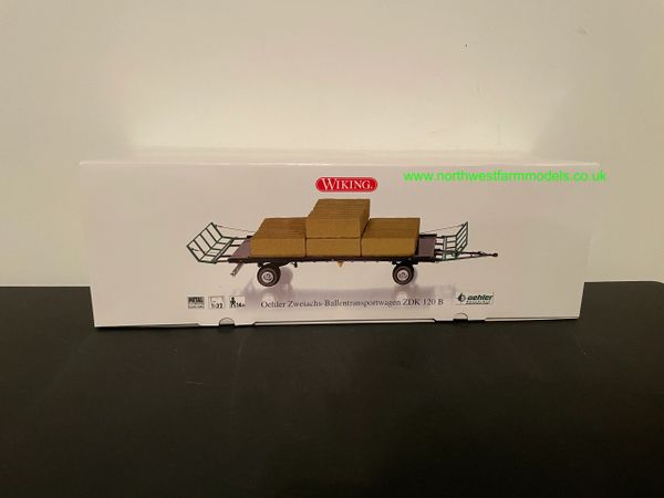 WIKING 1:32 SCALE OEHLER ZDK 120B TWO AXLE BALE TRAILER WITH BALES
