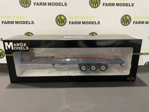 MARGE MODELS 1:32 SCALE PACTON FLATBED TRAILER WOODEN FLOOR - BLUE