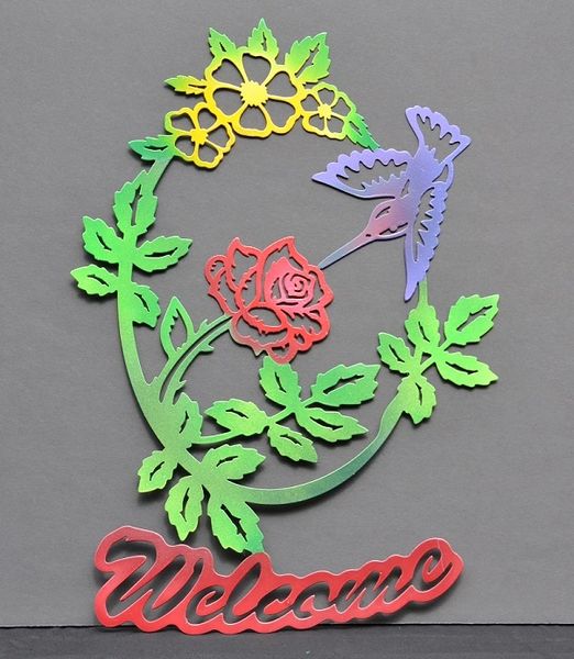 Hummingbird Welcome Sign Blue Bird