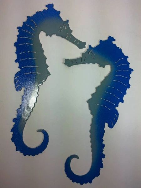 Seahorses in Blue and Grey