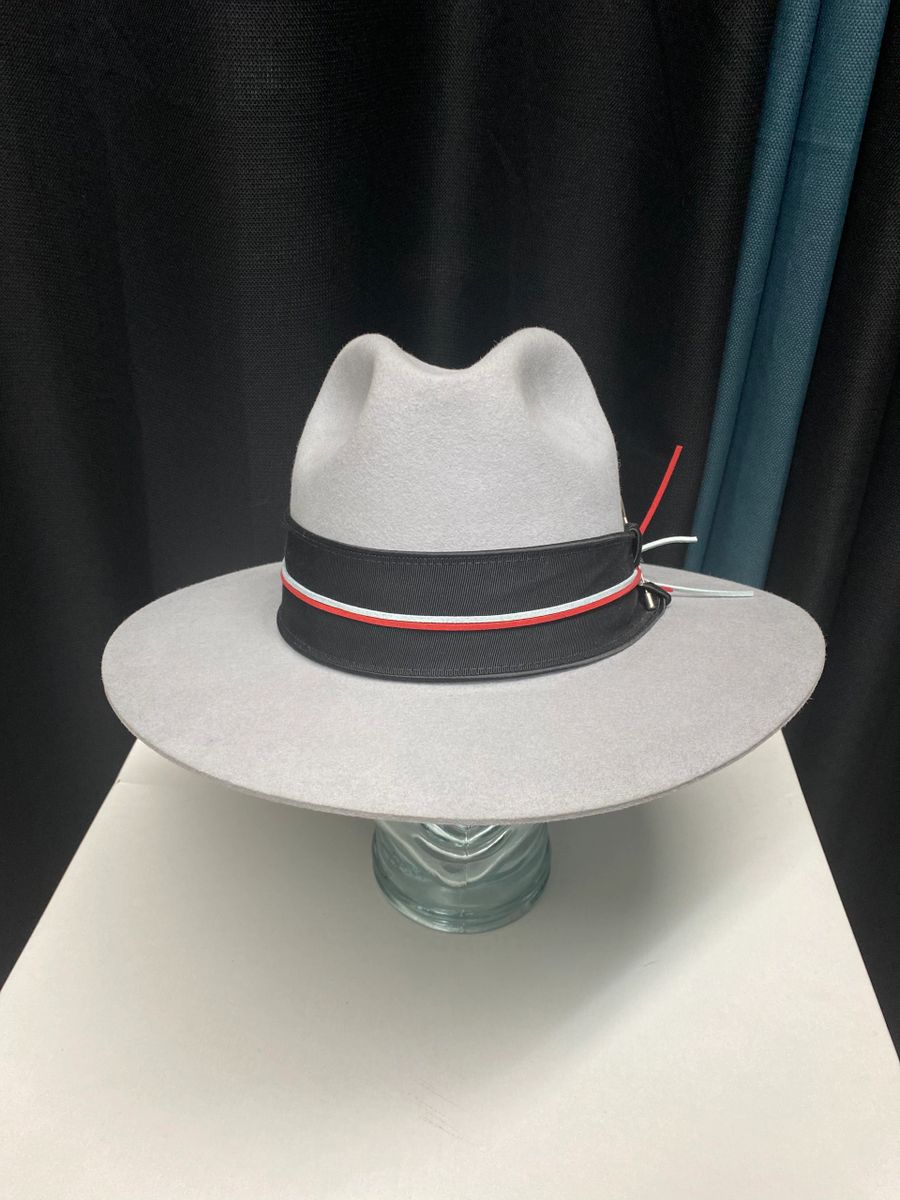 Light Grey Fur Felt Hat Tall Crown 3 1 4 Brim Size 7 3 8