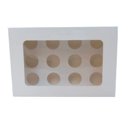 White cupcake box with 12 holes