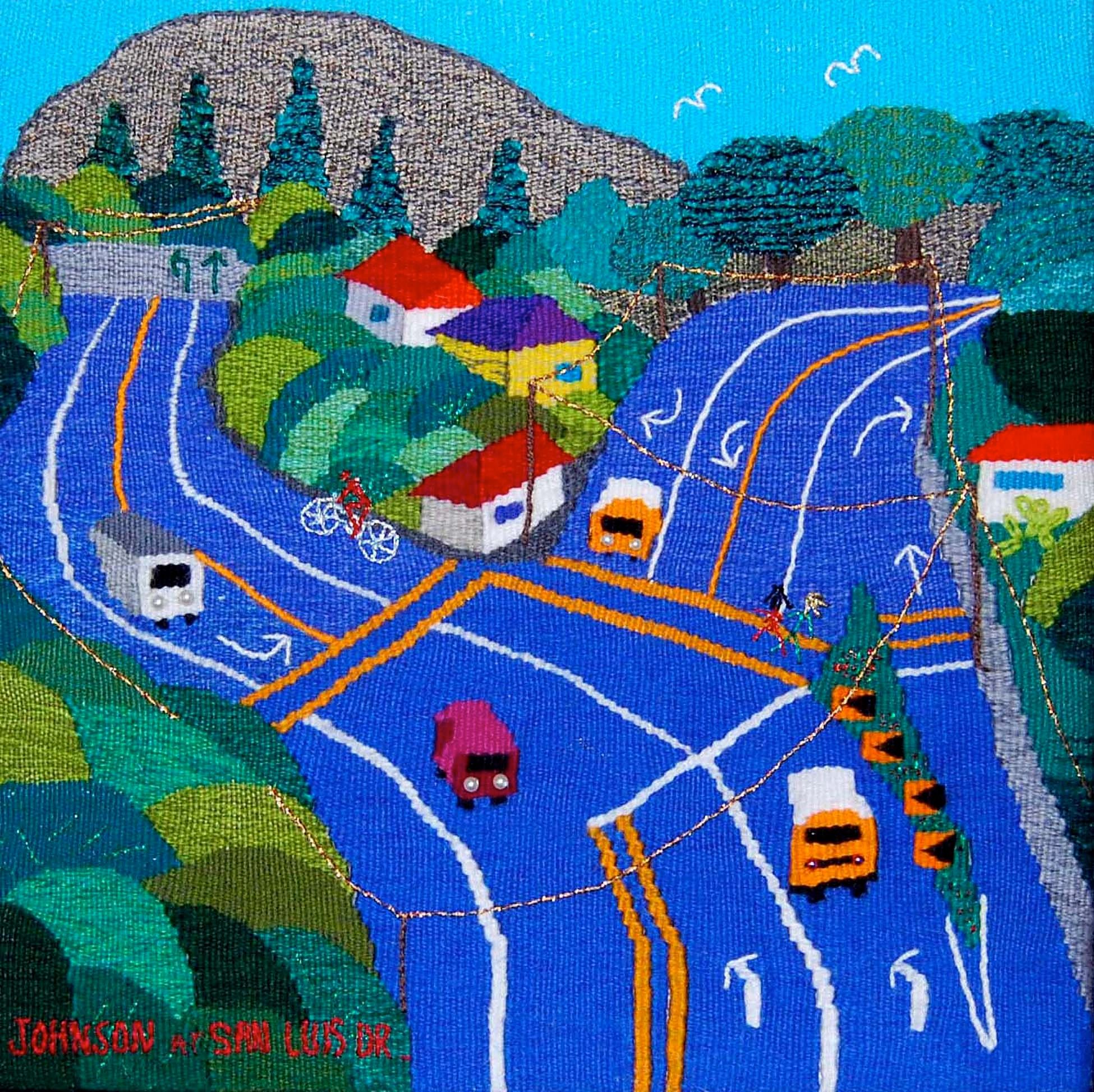 JOHNSON AND SAN LUIS DRIVE.
San Luis Obispo
18" X 18"
WOOL, COTTON, LUREX