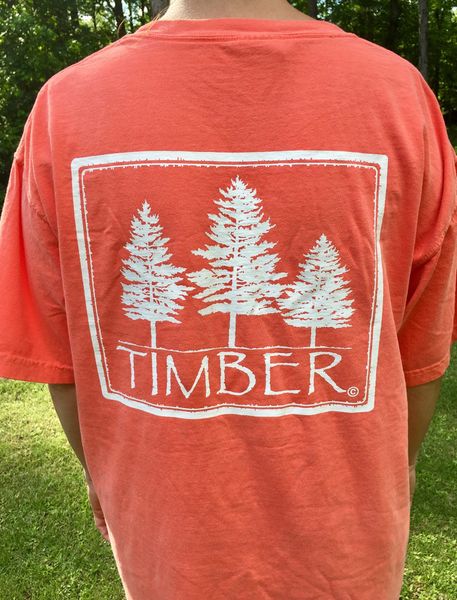 Comfort Colors Brand Bright Salmon Timber T Shirt W White Logo