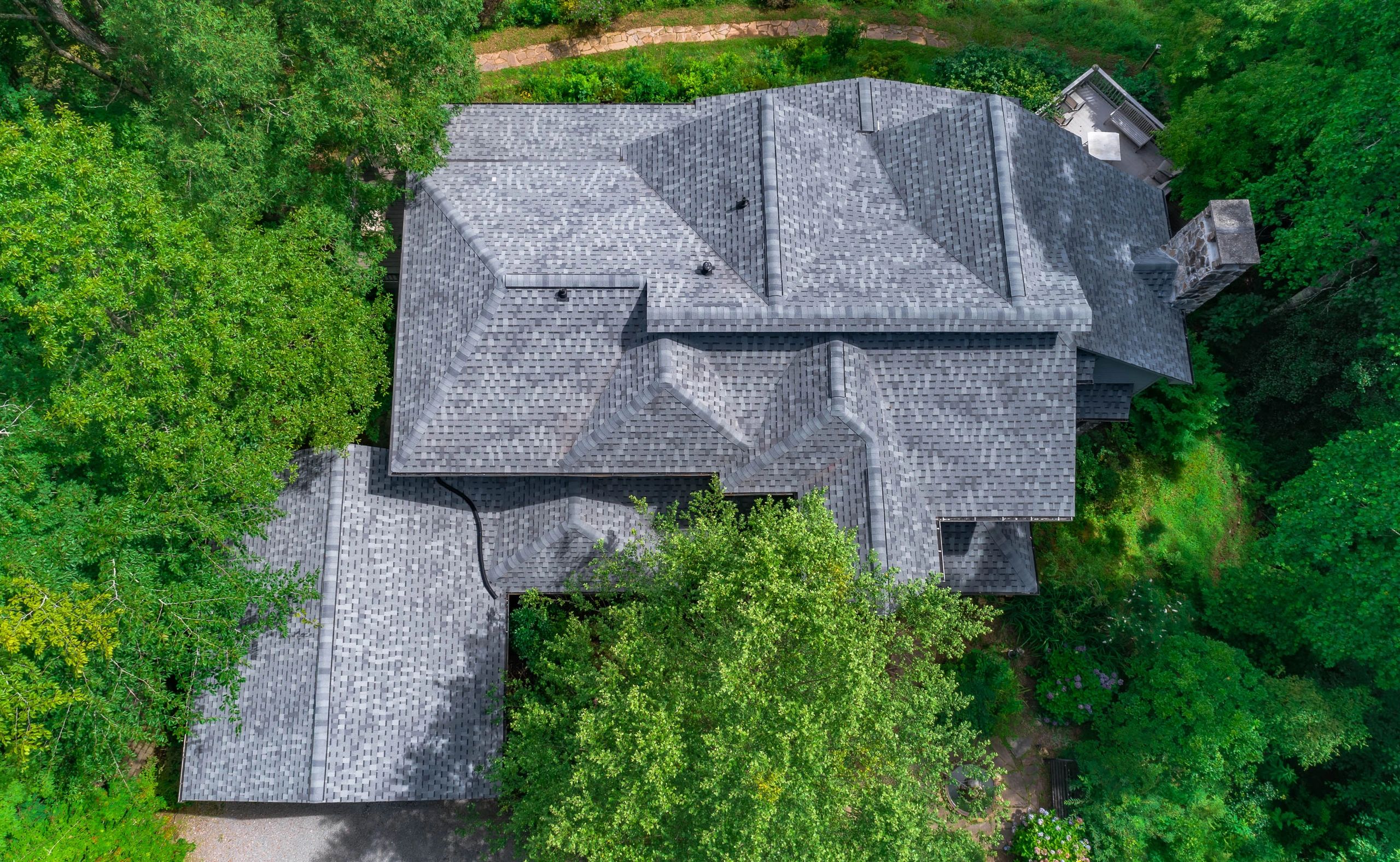 Drone shot Roof by Steve Stacy Roofing Blue Ridge GA