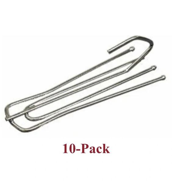 3" SLIP-IN DRAPERY PINS for Pinch Pleat Draperies on Decorative Traverse Rods or Poles with Rings - 4 Prong Long Neck (10-Pack)