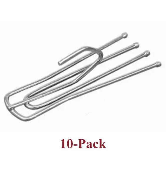 3" SLIP-IN DRAPERY PINS for Pinch Pleat Draperies on Standard Traverse Rods - 4 Prong Short Neck (10-Pack)