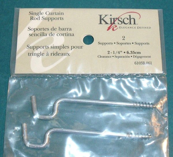 Two Kirsch 2 1/4" Clearance SINGLE CURTAIN ROD WIRE SUPPORTS 6103B-061