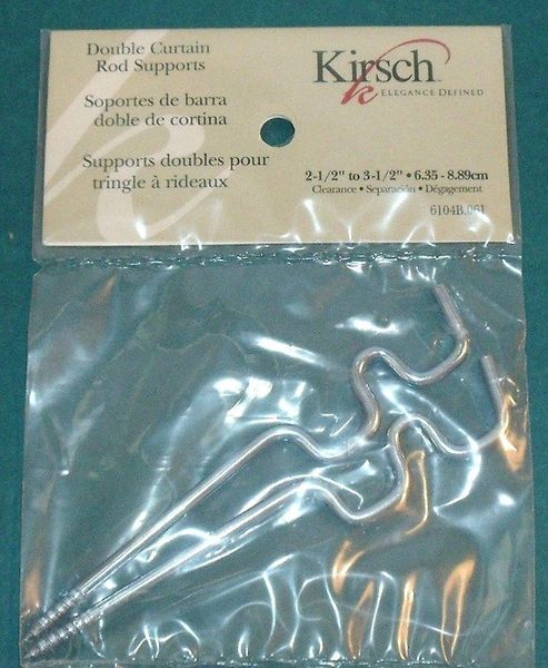 Two Kirsch 2 1/2" - 3 1/2" DOUBLE CURTAIN ROD WIRE SUPPORTS 6104B-061