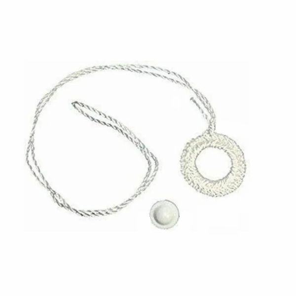 WHITE Crochet RING PULL with Higbee Button for Roller Window Shades (varying pack sizes)