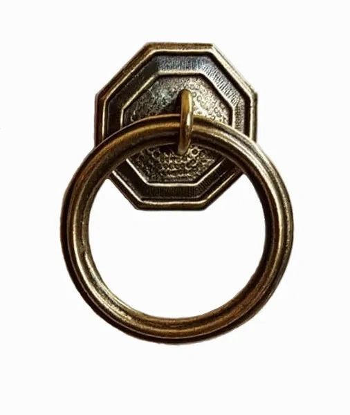 DESIGNER SERIES - Roller Window Shade RING PULL - Antique Brass OCTAGON ROUND