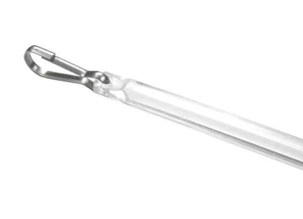 30" LIGHTWEIGHT Clear Acrylic DRAPERY BATON Curtain Wand 3/8" THICK w/ Stainless Steel Snap Hook