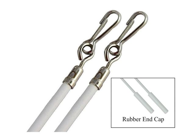 29" Vinyl Coated STEEL DRAPERY BATON Wand with Stainless Steel Hook (White) 2-Pack