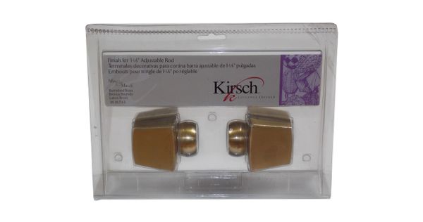 Kirsch BURNISHED BRASS Tapered Square Finials for 1 1/8" Metal Pole #3616-743