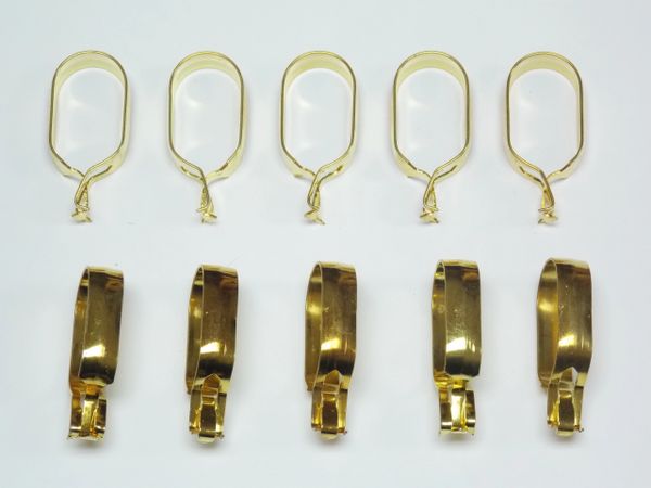 1" OVAL Brass Plated CLIP-ON Slide CAFE RINGS - (10-Pack)
