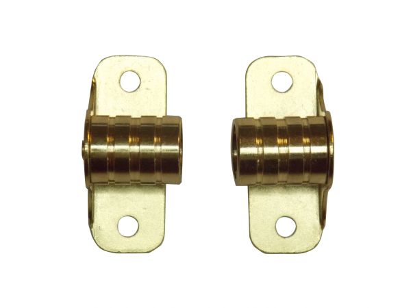 OUTSIDE MOUNT Brass Plated BRACKETS for 3/8" Rodding Doors & Sidelights (1-Pair)