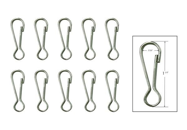 1 1/4" Stainless Steel SNAP HOOKS for Drapery Batons, Lanyards and Other DIY Projects (10-Pack)