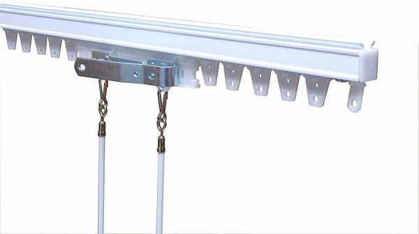 48" Heavy Duty EZ-Track Drapery Track - Including Two 29" White Steel Batons