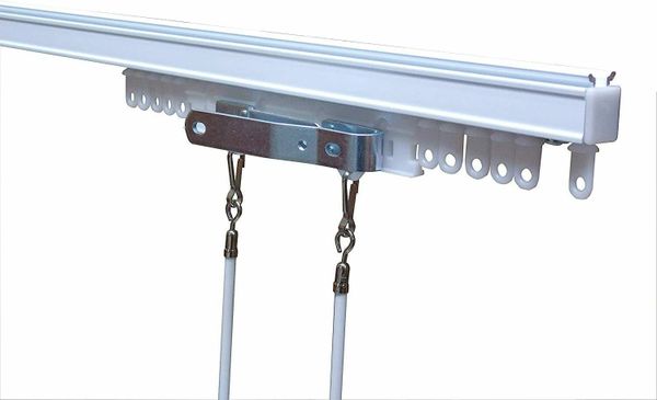 48" Light Duty EZ-Track Drapery Track - Including Two 29" White Steel Batons