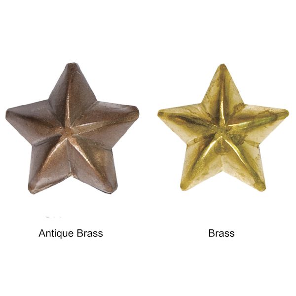 1/2" Low Dome ANTIQUE BRASS STAR & BRASS STAR Upholstery Nails - Pins with 1/2" Shank (5-Pack)