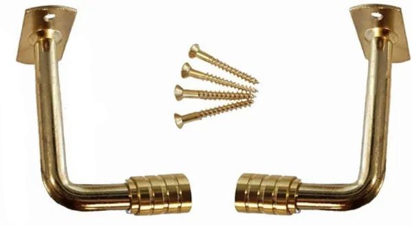 1 1/2" Projection OUTSIDE MOUNT Brass Plated EXTENSION BRACKETS for 3/8" Rodding (1-Pair)