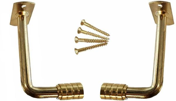2" Projection OUTSIDE MOUNT Brass Plated EXTENSION BRACKETS for 3/8" Rodding (1-Pair)