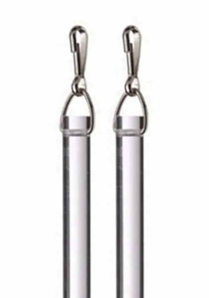 Heavy Duty Clear Acrylic Drapery Baton Curtain Wand 1/2" Thick with Stainless Steel Snap Hook - 2 PACK