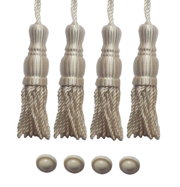 CREAM Hourglass SHADE TASSELS & Higbee Screw Buttons for Roller W Shade Doctor of Maine
