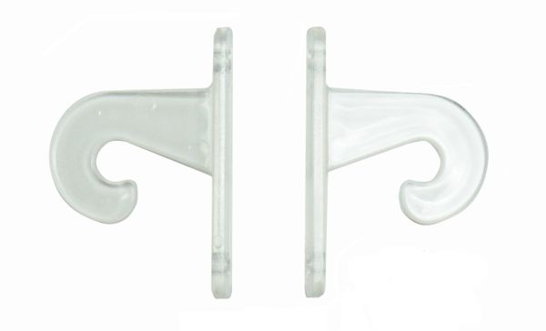 1" Mini Blind CLEAR HOLD DOWN Hooks BRACKETS for Doors (One Pair)