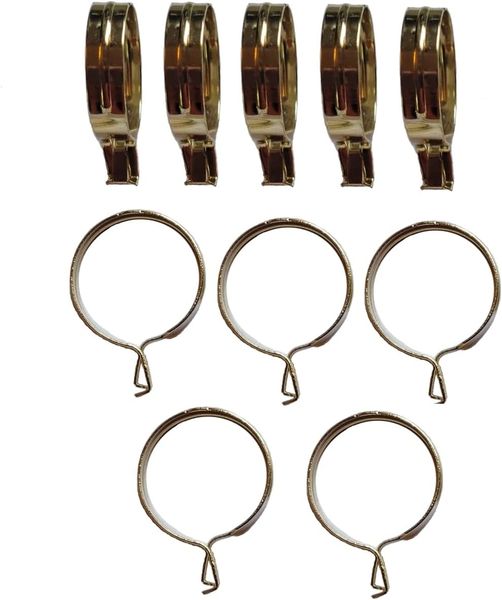 7/8" ROUND Brass Plated CLIP-ON Slide CAFE RINGS - (10-Pack)