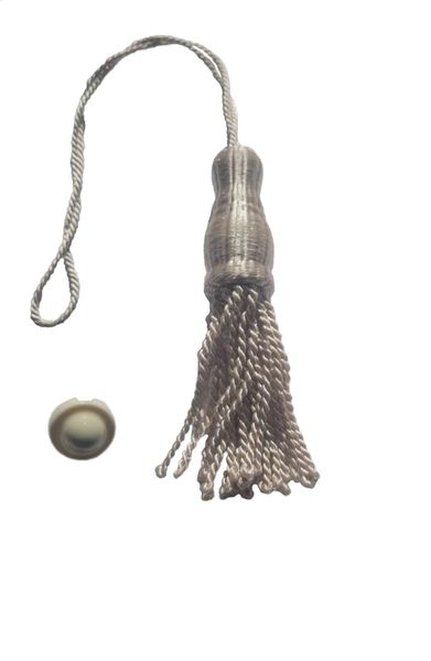 Roller Window Shade IVORY Hourglass SHADE TASSELS & Higbee Screw Buttons
