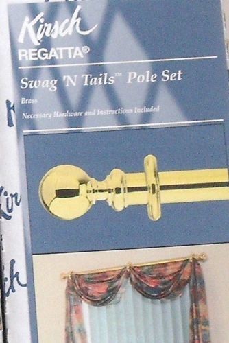 Kirsch 38"-66" Regatta SWAG 'N TAILS Pole Set ~ SHINY BRASS Finish #5464-063