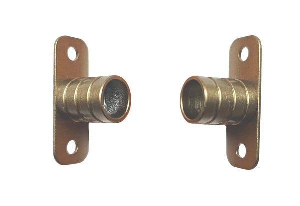 3/8" Rodding Inside Mount Rod Brackets - Antique Brass - One Pair