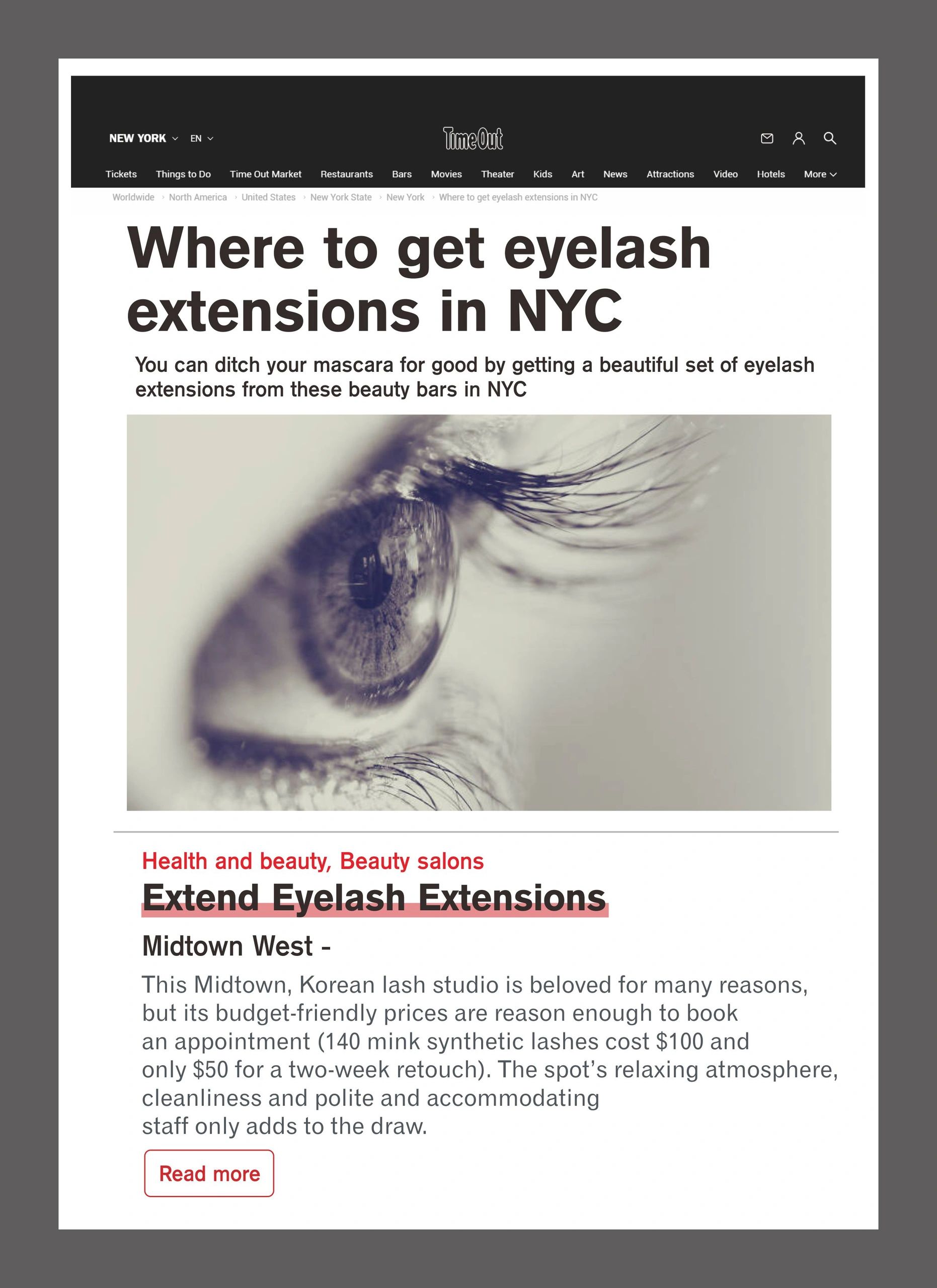 extend eyelash extension reviewed best eyelash salon in NYC
