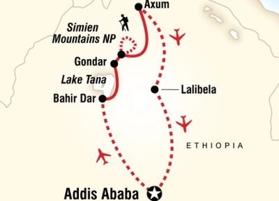Ethiopia travel tours map