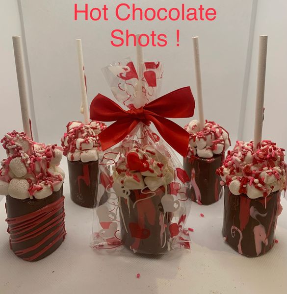Hot Chocolate shots! Chocolate candy, candy specialty items, hand