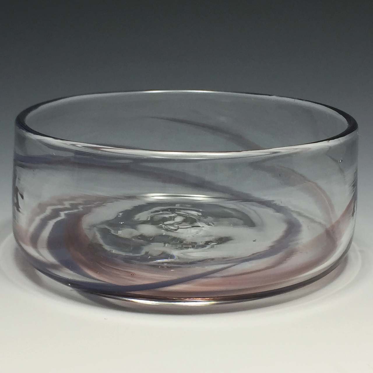 Purple latticino dip bowl hand blown by Alex Kalish